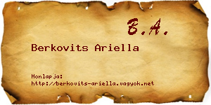 Berkovits Ariella névjegykártya